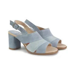 Sandali Donna con Tacco in Camoscio Azzurro Multi