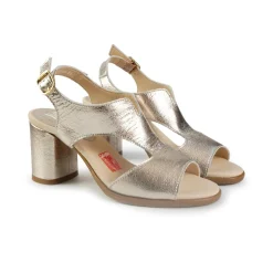 Sandali Donna con Tacco in Pelle Oro