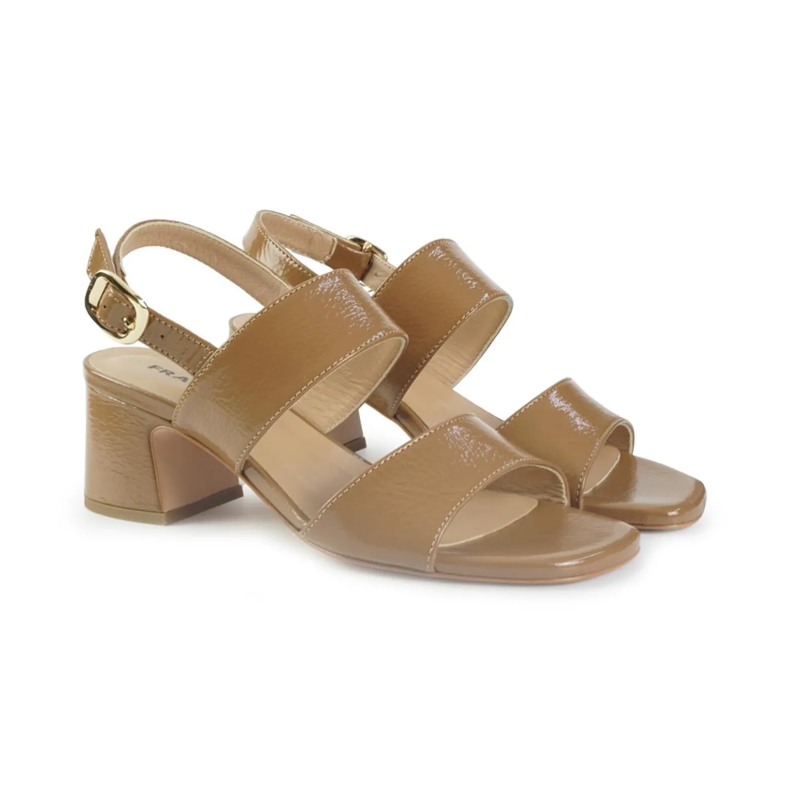 Sandali Donna con Tacco in Vernice Cuoio
