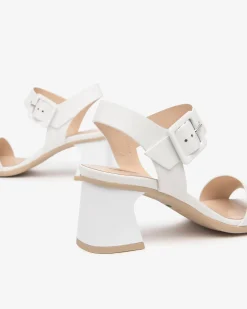 Sandali Donna con Tacco in Pelle Bianco