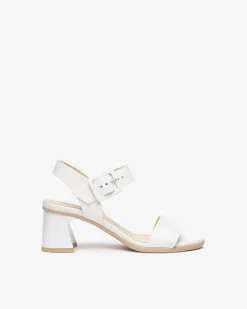Sandali Donna con Tacco in Pelle Bianco