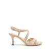 Sandali Donna con Tacco Rocchetto in Pelle Lino