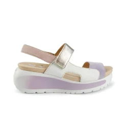 Sandali Donna con Velcro in Pelle Lilla