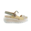 Sandali Donna con Velcro in Pelle Crema