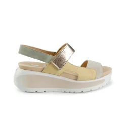 Sandali Donna con Velcro in Pelle Crema