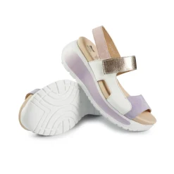 Sandali Donna con Velcro in Pelle Lilla