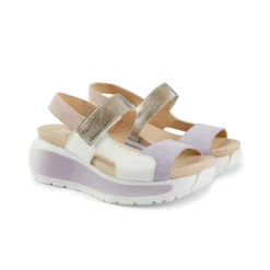 Sandali Donna con Velcro in Pelle Lilla