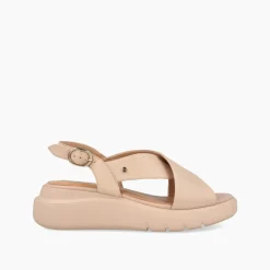 Sandali Donna con Zeppa in Pelle Nude