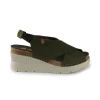 Sandali Donna con Zeppa in Pelle Verde