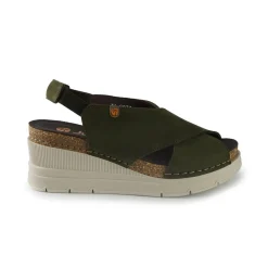 Sandali Donna con Zeppa in Pelle Verde