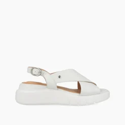 Sandali Donna con Zeppa in Pelle Bianco