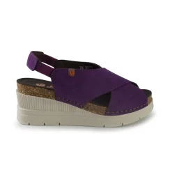 Sandali Donna con Zeppa in Pelle Viola