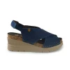 Sandali Donna con Zeppa in Pelle Blu