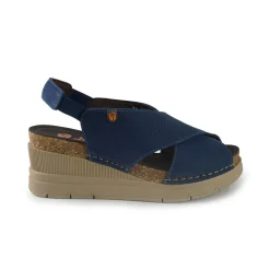 Sandali Donna con Zeppa in Pelle Blu
