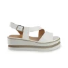 Sandali Donna con Zeppa in Pelle Bianca