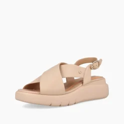 Sandali Donna con Zeppa in Pelle Nude