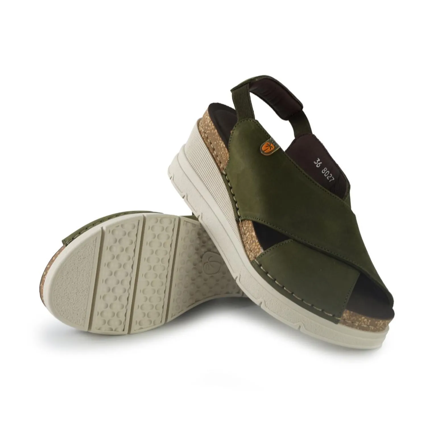 Sandali Donna con Zeppa in Pelle Verde