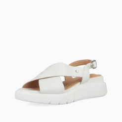 Sandali Donna con Zeppa in Pelle Bianco