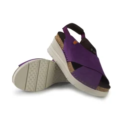 Sandali Donna con Zeppa in Pelle Viola