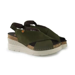 Sandali Donna con Zeppa in Pelle Verde