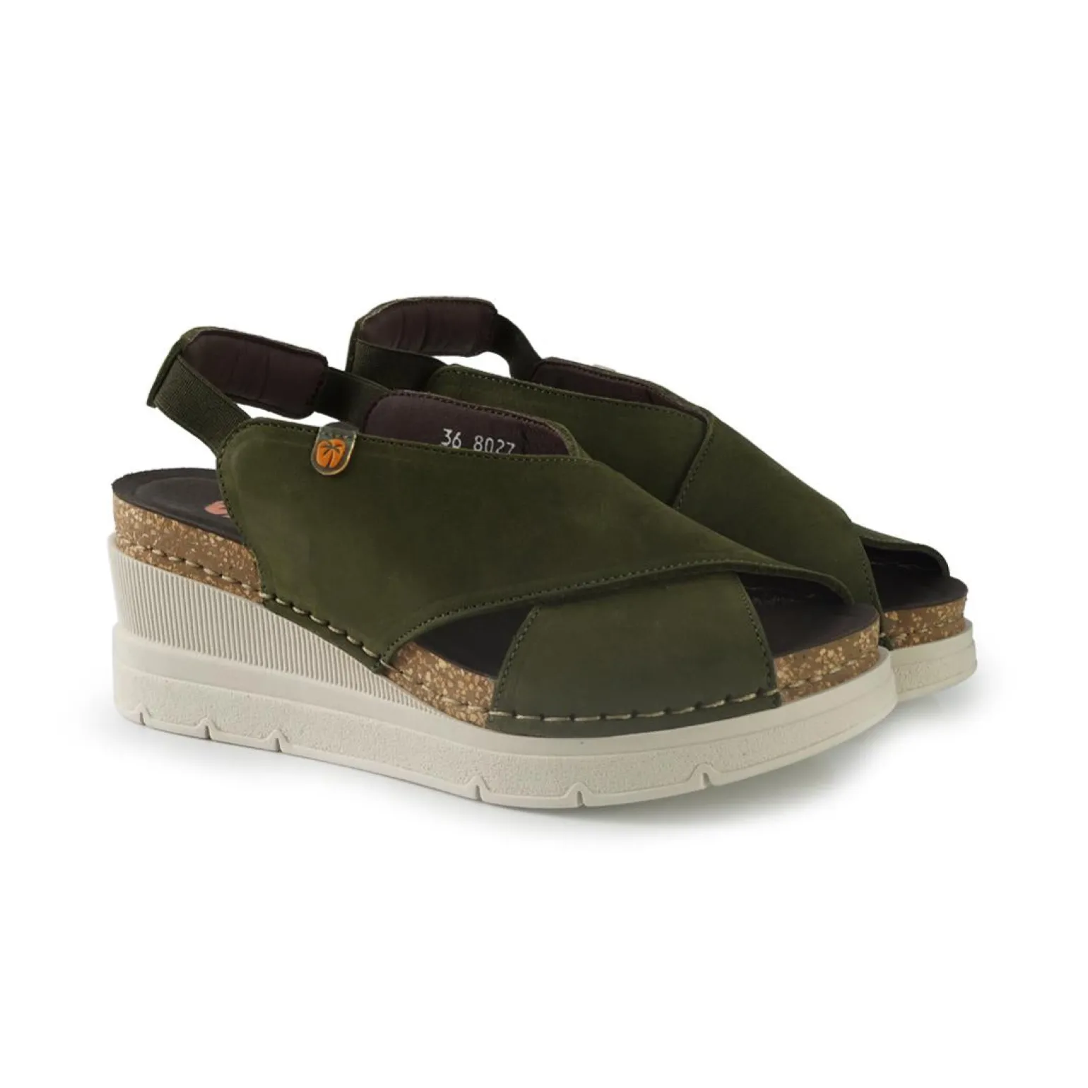 Sandali Donna con Zeppa in Pelle Verde