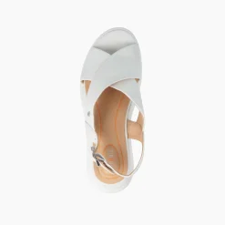 Sandali Donna con Zeppa in Pelle Bianco