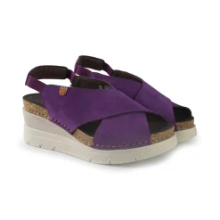 Sandali Donna con Zeppa in Pelle Viola