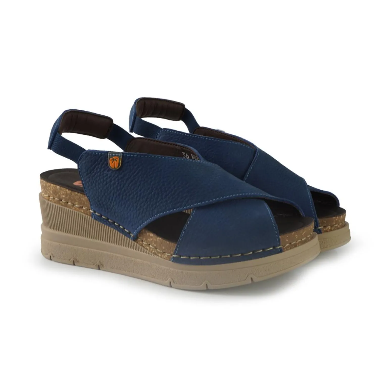 Sandali Donna con Zeppa in Pelle Blu