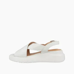 Sandali Donna con Zeppa in Pelle Bianco