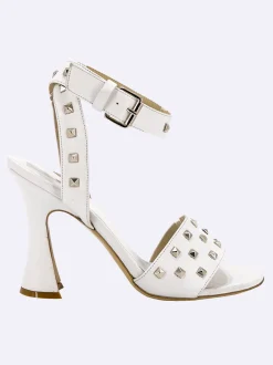 Sandali Donna in Pelle Bianco con Tacco Alto Rocchetta
