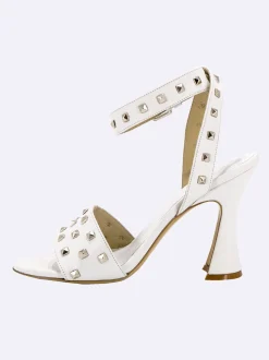 Sandali Donna in Pelle Bianco con Tacco Alto Rocchetta