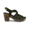 Sandali Donna in Pelle con Tacco e Plateau verde