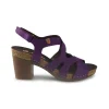 Sandali Donna in Pelle con Tacco e Plateau Viola
