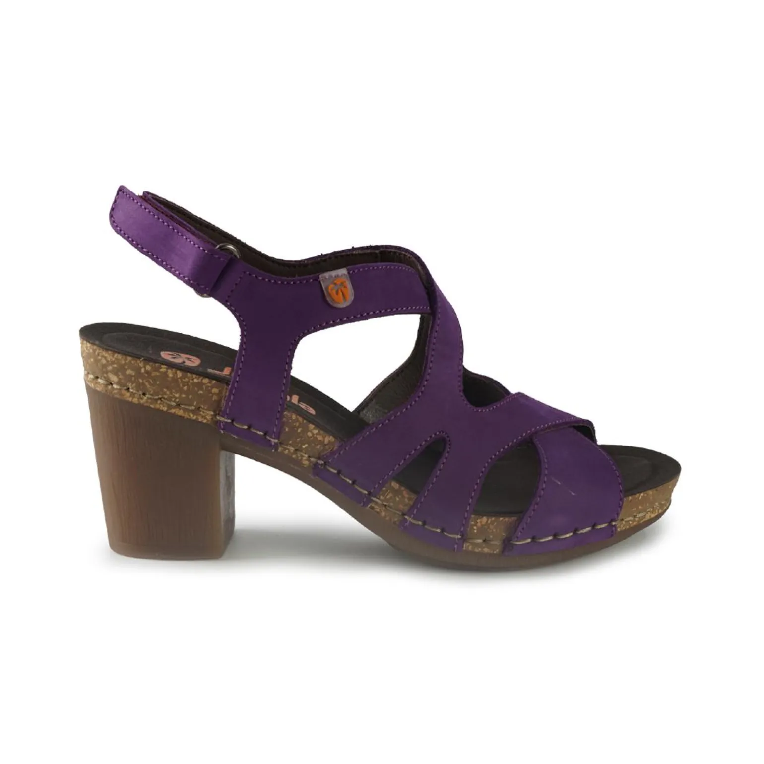 Sandali Donna in Pelle con Tacco e Plateau Viola