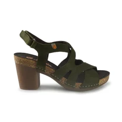 Sandali Donna in Pelle con Tacco e Plateau verde