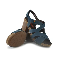 Sandali Donna in Pelle con Tacco e Plateau Blu