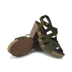 Sandali Donna in Pelle con Tacco e Plateau verde