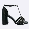 Sandali Donna in Pelle Nero Tacco Alto