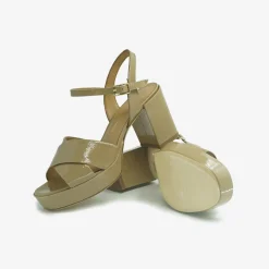 Sandali Donna in Vernice con Tacco e Plateau