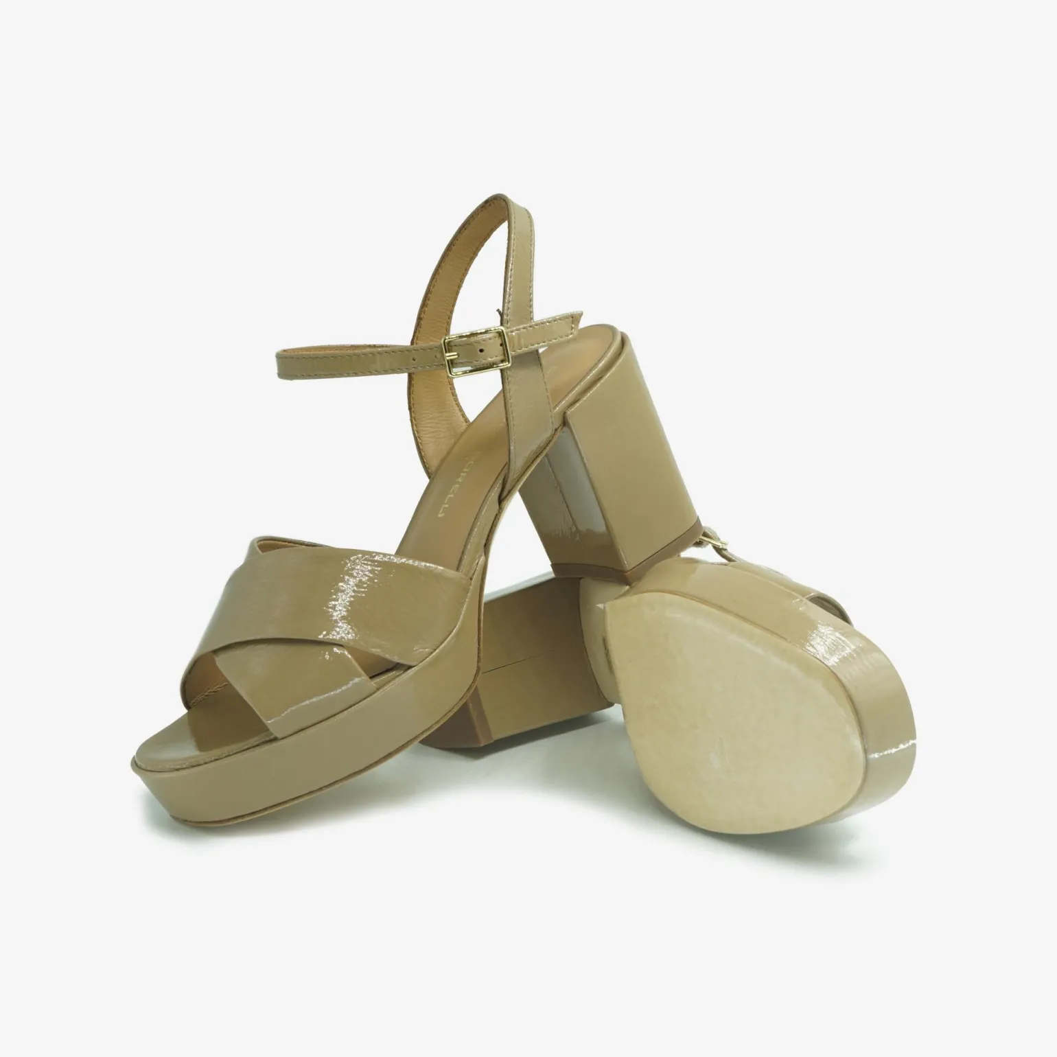 Sandali Donna in Vernice con Tacco e Plateau