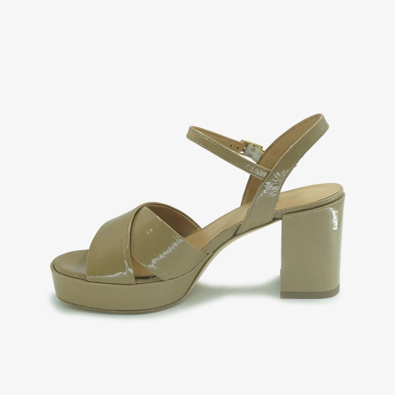 Sandali Donna in Vernice con Tacco e Plateau