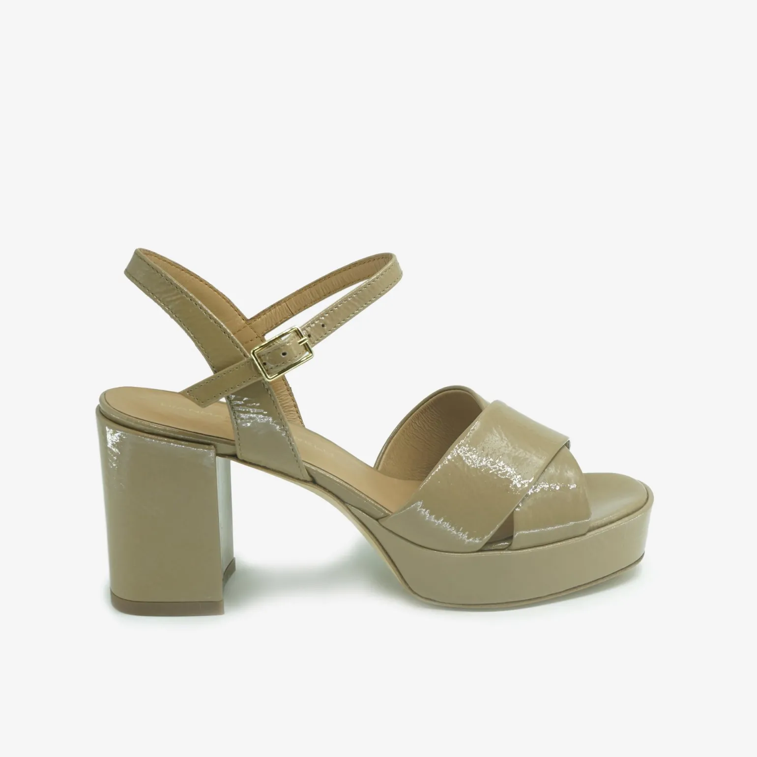 Sandali Donna in Vernice con Tacco e Plateau