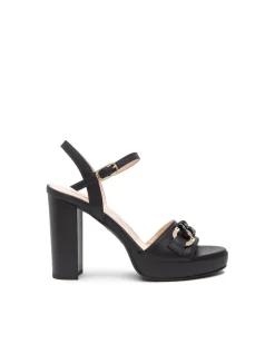 Sandali Donna Tacco Alto e Plateau in Pelle Nero