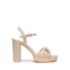 Sandali Donna Tacco Alto e Plateau in Pelle Lino