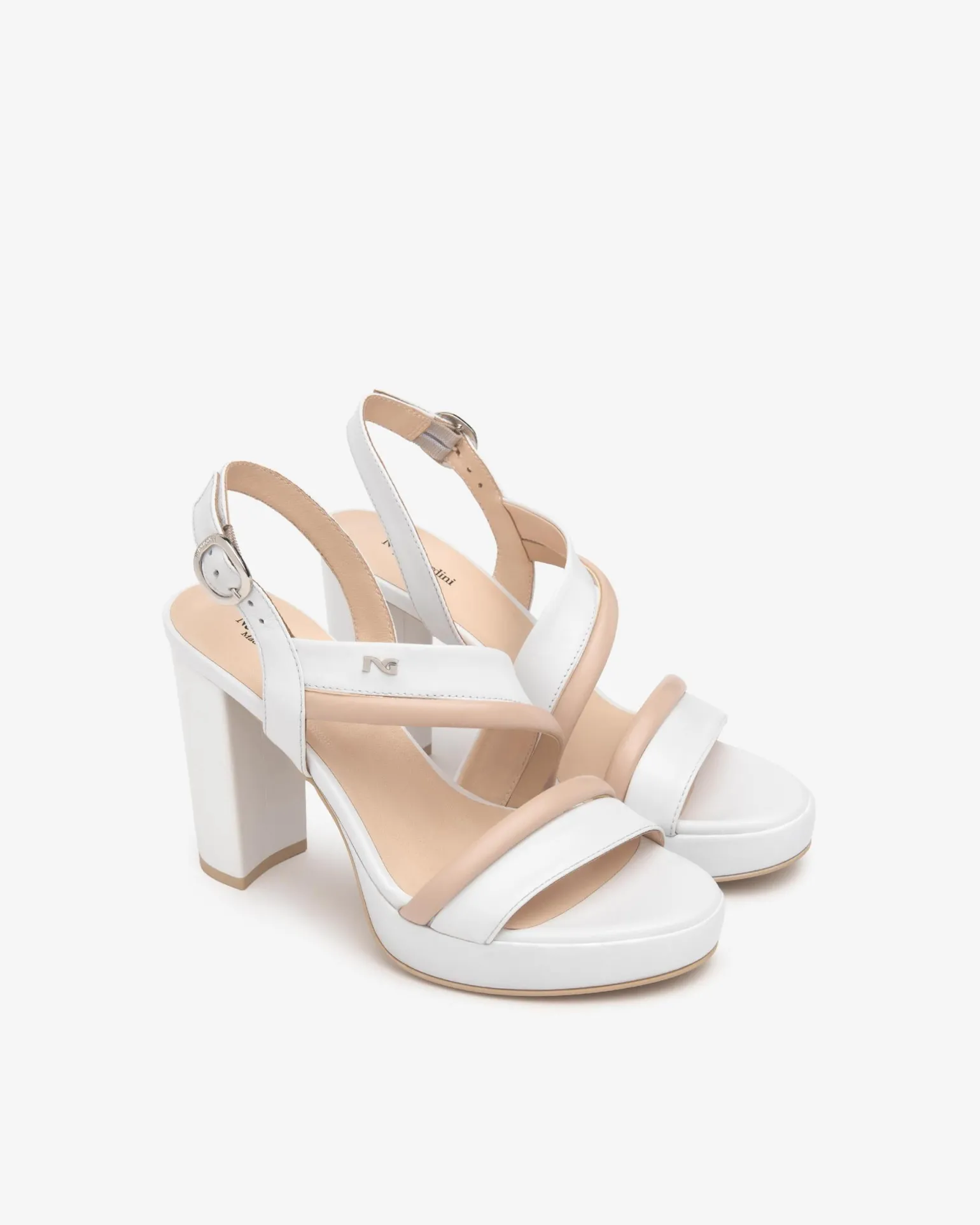Sandali Donna Tacco Alto e Plateau in Pelle Bianco