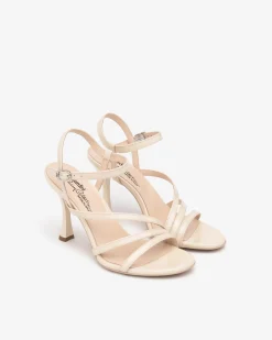 Sandali Donna Tacco Alto Rocchetto in Vernice Latte