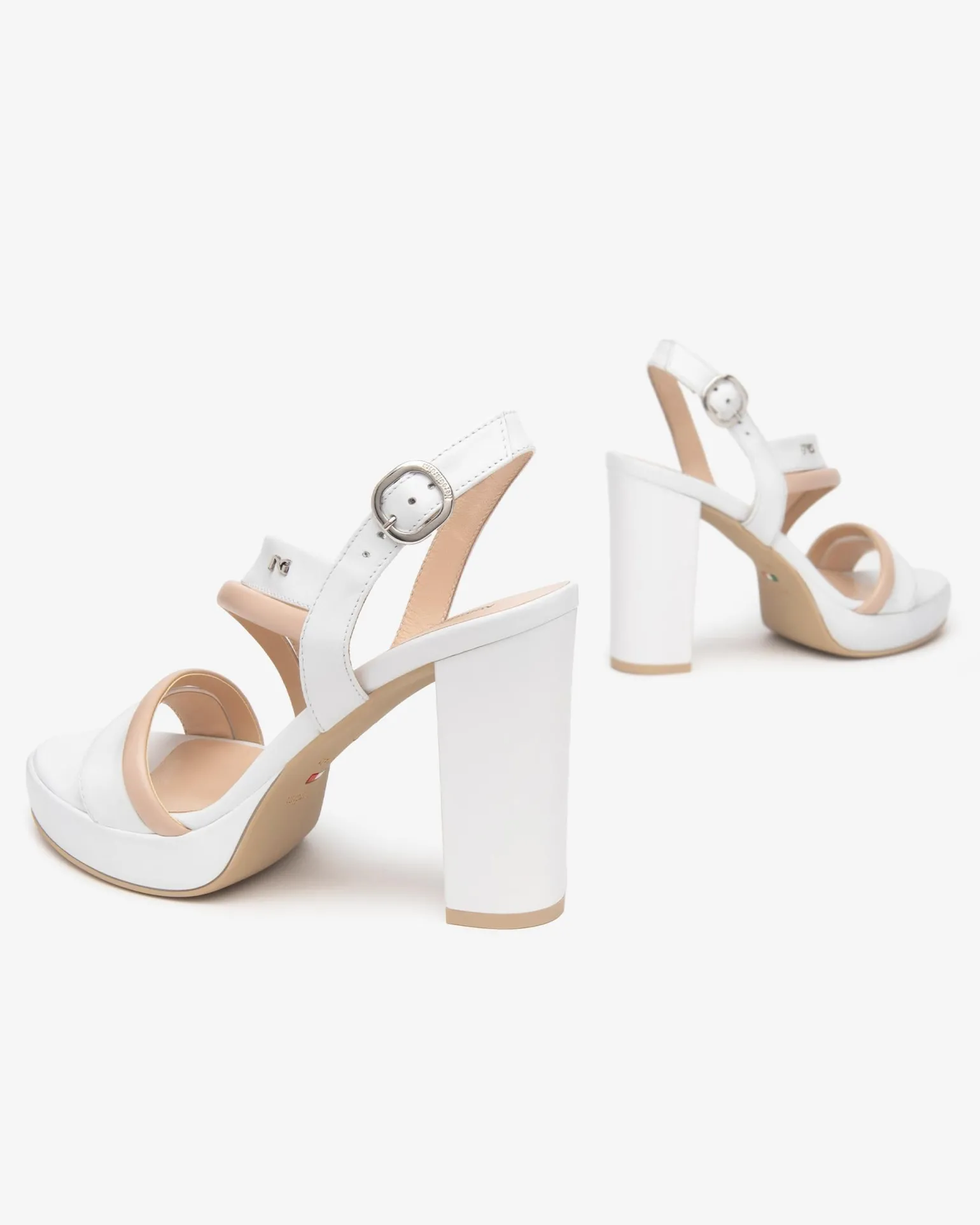 Sandali Donna Tacco Alto e Plateau in Pelle Bianco