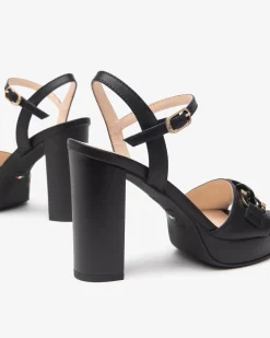 Sandali Donna Tacco Alto e Plateau in Pelle Nero