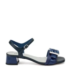 Sandali Donna Tacco Medio in Pelle Blu