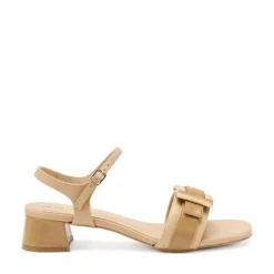 Sandali Donna Tacco Medio in Pelle Biscotto